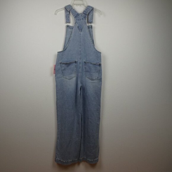Juicy Couture Overalls Women's Size L Blue Denim Wide Leg Rhinestone Logo - Picture 5 of 10